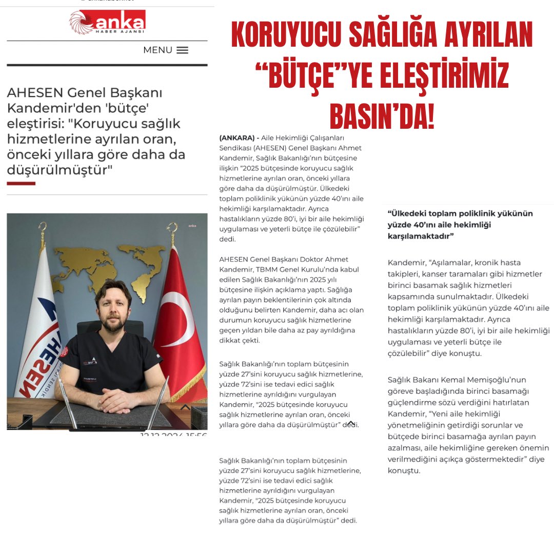 ahesenorgtr's tweet photo. Genel Başkanımız Ahmet KANDEMİR, dün TBMM tarafından kabul edilen Sağlık Bakanlığı Bütçesinde Koruyucu Sağlık Hizmetlerine ayrılan payın yetersizliğini ve Koruyucu Sağlık Hizmetlerinin yine önemsenmediğini vurgulayarak Bütçeye yönelik eleştirilerimizi Basın’a taşıdı!

Haberin tamamı ⬇️
https://t.co/qG1YGSWq37

@ankahabera