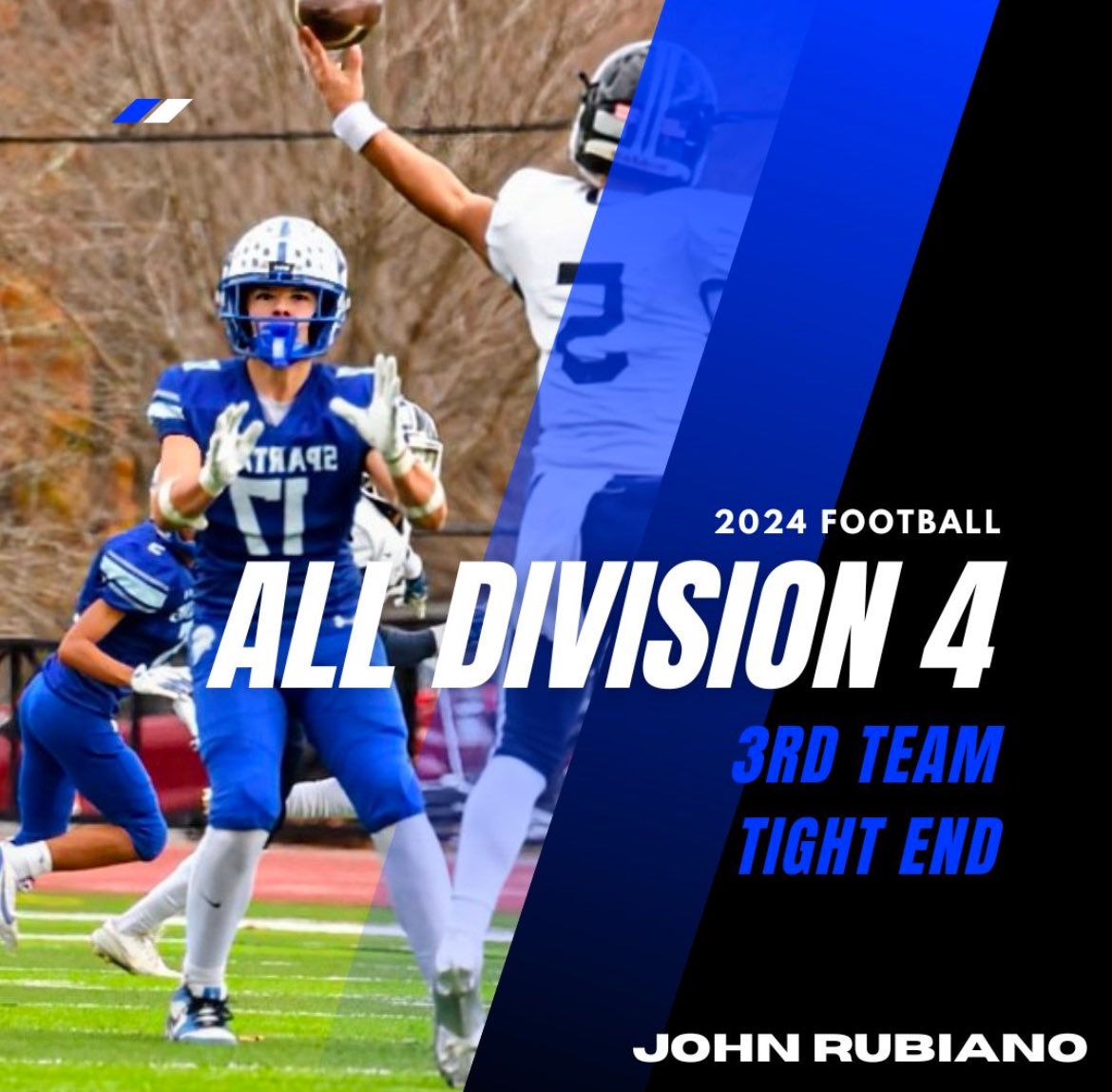 CoachDamon44's tweet photo. Congratulations to John Rubiano.Only a Sophomore, John has been named to the 2024 All Division 4 3rd Team as a TE. https://t.co/ySWHH5b29O