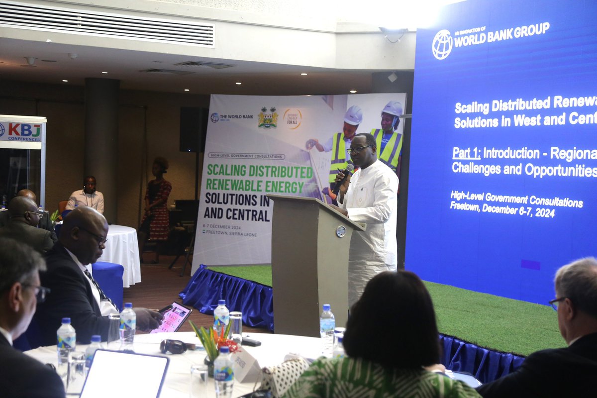 dahliakhalifa's tweet photo. #Energy Ministers from West &amp; Central Africa met in #SierraLeone to launch the Freetown Declaration, which aims to drive investment in distributed renewable energy. W/ 220M without power, public-private collaboration is key to unlocking sustainable energy access. #DRE https://t.co/vG88dK2tuD