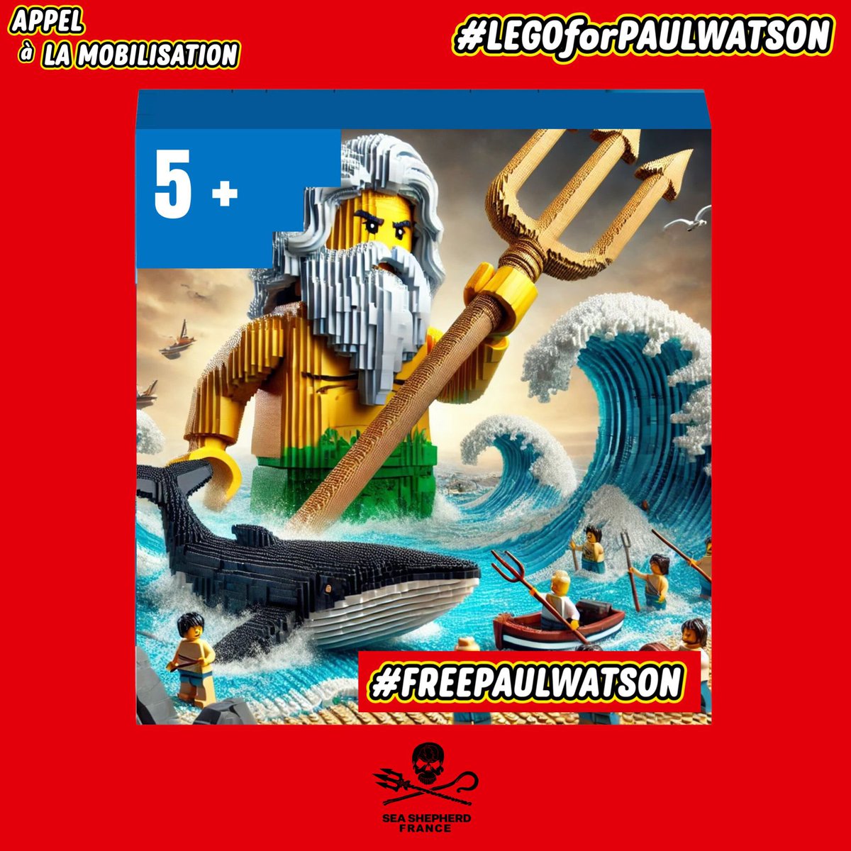 SeaShepherdFran's tweet photo. .@LEGO_Group 

ENSEMBLE, CONSTRUISONS LA LIBÉRATION DE PAUL WATSON : un héros pour les enfants d’aujourd’hui et le monde de demain !
Vos briques ont construit l’imaginaire de générations d’enfants. Mais qui protègera leur avenir sans un océan vivant ? Mobilisez-vous aux côtés de @SeaShepherdFran en interpellant le ministre de la Justice danois @PHummelgaard contre l’extradition de Paul Watson au Japon ! Nous avons besoin de votre soutien !

🇬🇧LET'S BUILD PAUL WATSON'S FREEDOM TOGETHER : a hero for today’s children and tomorrow’s world !
Your bricks have fueled the imagination of generations of children. But who will protect their future without a thriving ocean?
Stand with @SeaShepherdFran by urging Danish Minister of Justice @PHummelgaard to oppose Paul Watson’s extradition to Japan! We need your support !

#LEGOforPAULWATSON #FreePaulWatson