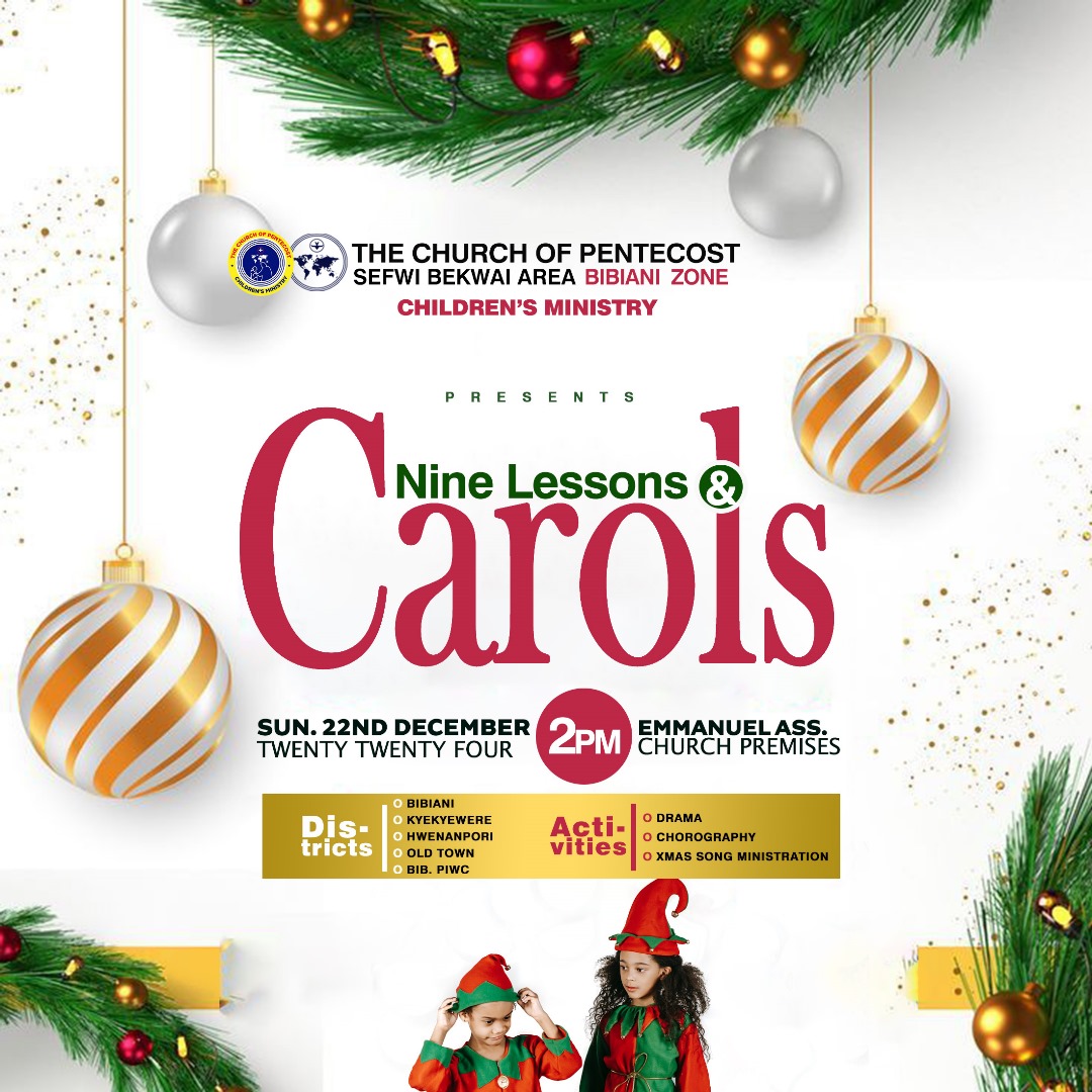 TheCOPCMHQ's tweet photo. 🎄🙌 Sefwi Bkwai Area's Bibiani Zone Children's Ministry comes your way with #NineLessons and #Carols on Sunday 22nd December, 2024. Join the #Christmas2024 train!
#COPChildrenMinistry
#Winwean https://t.co/qA2kKDhzKa