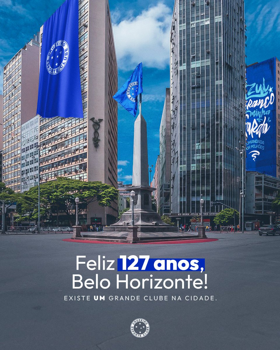 Cruzeiro's tweet photo. Existe um grande clube na cidade...
Que mora dentro do meu coração! 🎵🦊

O Cruzeiro parabeniza Belo Horizonte pelos 127 anos de existência! É um orgulho compartilhar por mais de um século o sentimento de pertencimento a esta cidade que é a melhor casa do mundo! 💙 https://t.co/cyUHDN8afv