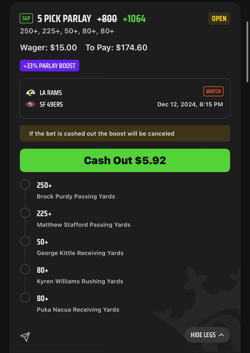 DFShane26's tweet photo. I have hit 7 out of my last 8 builders, so figured I would share with you guys that still follow me. The DK parlay is a longshot I built off my builder using the SGP boost. Good luck if tailing! https://t.co/SsAXmwHFbA