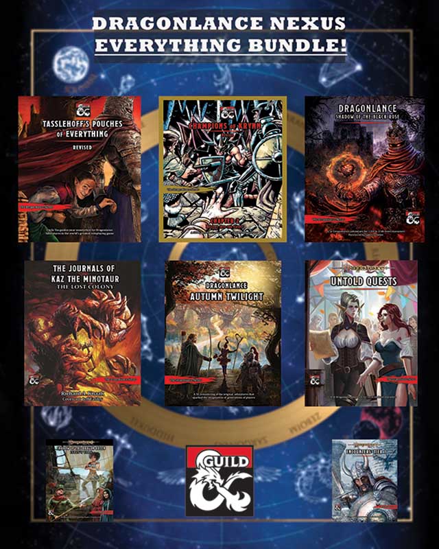 Update! We have added all of our electronic products to the #Dragonlance Everything Holiday Bundle available on the <a href="/dms_guild/">Dungeon Masters Guild</a> ! Keep in mind if you have purchased some on the list, you're only buying the ones you don't have at a deep discount.