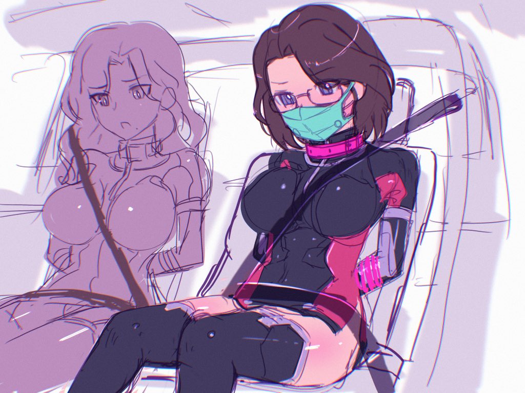 臣子さんの奥のシートに香苗さんも置いてみた。 