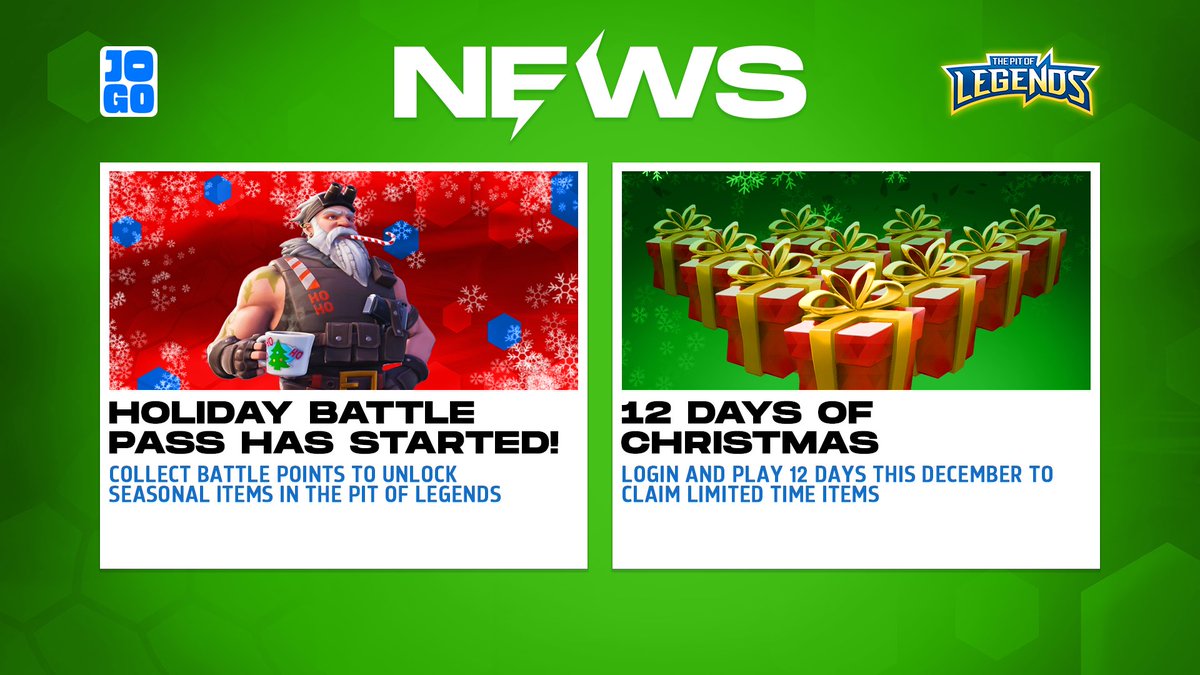 jogo's tweet photo. The holidays are here in The Pit of Legends! 🎄 LOGIN and PLAY for any 12 days during the month of December to claim GIFTS 🎁

#JOGOlegends https://t.co/wXYMt7zhz1