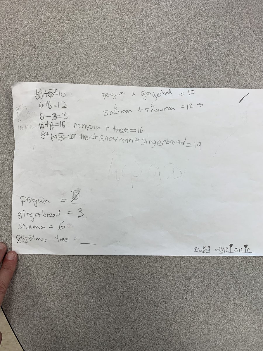 MrsSnyder7's tweet photo. So @HCMaltonDPCDSB the results are in! About half the groups of 2’s figured out what number each picture symbol represented. But they all tried their best! There was a lot of trial and error to reach the end result as well. #dpmath https://t.co/XwRWR7C745