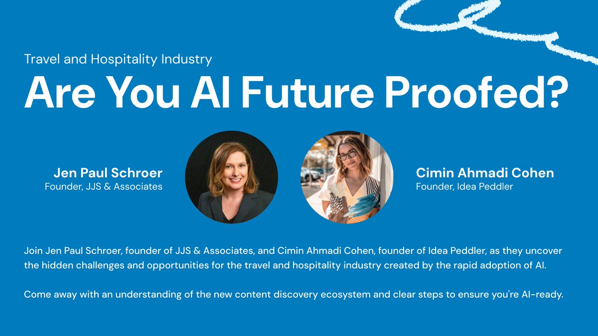 🌟 Is your business AI Future Proofed? 🌟
Join a free Zoom webinar on Jan 8, 2025, at 2:00 PM MT.
Learn from industry leaders how AI is transforming travel &amp; hospitality!
🎟️ Register now: us02web.zoom.us/webinar/regist…

#AIWebinar #TravelInnovation #HospitalityTech