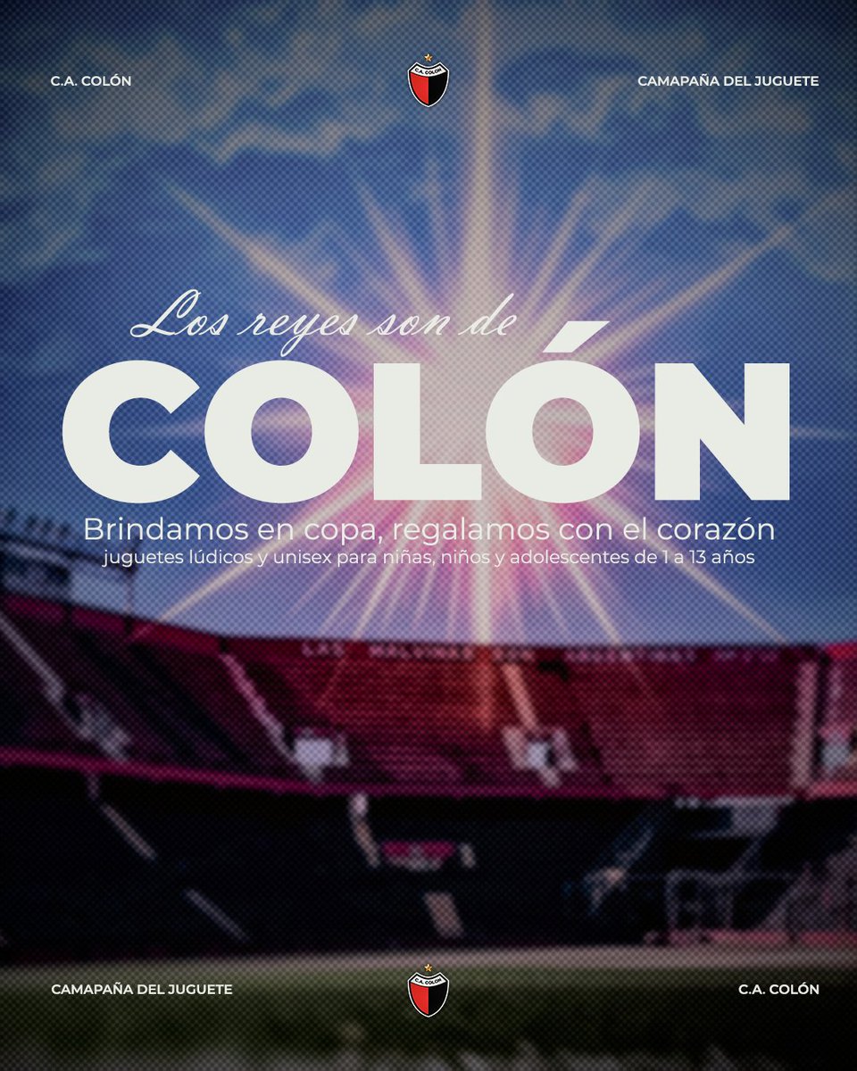 ColonOficial's tweet photo. ¡Los Reyes son de Colón! ⭐

Te invitamos a participar de esta colecta de juguetes lúdicos y unisex, para que niños y niñas de distintos barrios reciban con felicidad la llegada de los Reyes Magos.

👉🏻 Fecha: Del 12/12 al 26/12.

Podés acercar tus donaciones a los siguientes lugares: 

• Sede del club, de 9 a 17 hs.
• HERAMORA: Aristóbulo del Valle 5843. Jueves a sábados de 10 a 12.30 y de 17 a 20.30 hs.
• Despensa Ester: Gaboto 10520, Barrio Favaloro. De 11 a 15 y de 18 a 23 hs.
• Consultorios Healthy: Belgrano 5945, timbre 4. De 10.30 a 14.00 de 16.00 a 20 hs.
• Roma Viajes: Ángel Cassanello 2385. De 9 a 13 y de 16.30 a 20 hs.
• Dietética El Paso: Monseñor Mendoza y Ruta 1, Colastiné. De 9 a 13 y de 17 a 20 hs.
• Barrio Fo. Na. Vi. San Jerónimo, Manzana 5, entrada Norte. Lunes de 17 a 21 hs. y martes a domingos de 8.30 a 13 y de 17 a 21 hs.

🖱️Contacto: colonactivooficial@gmail.com

La entrega de los juguetes donados a distintas instituciones será en el club, disfrutando de un refrigerio y de una visita guiada.