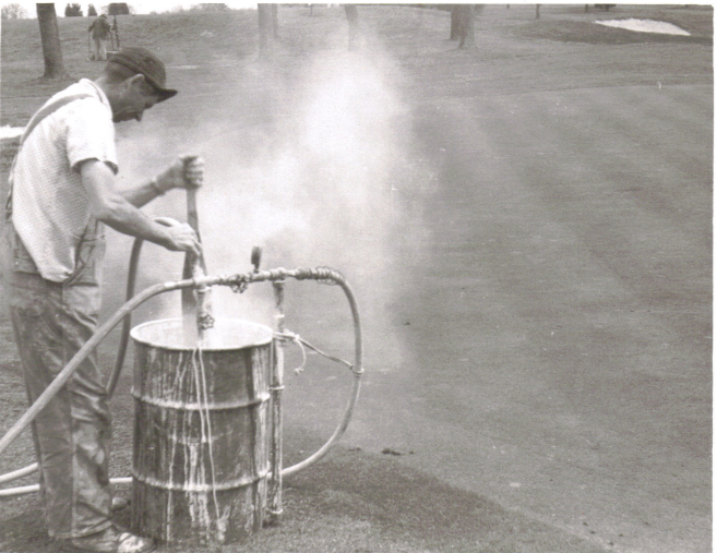 Throwback Thursday! 🌱 Back in the day, spraying looked a little different! Here's a glimpse of an old-school chem sprayer in action—reminding us how far sports field management has come. 🚜✨ #TBT #SFMA #FieldManagement #HistoryOfTurf