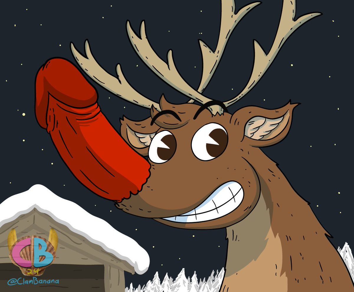 ClamBanana's tweet photo. Finally, another new #lewdmas illustration! From the 2021 list "Screw-Dolph the Red Nose Reindeer."
#furryart https://t.co/rZO03Ew3cu