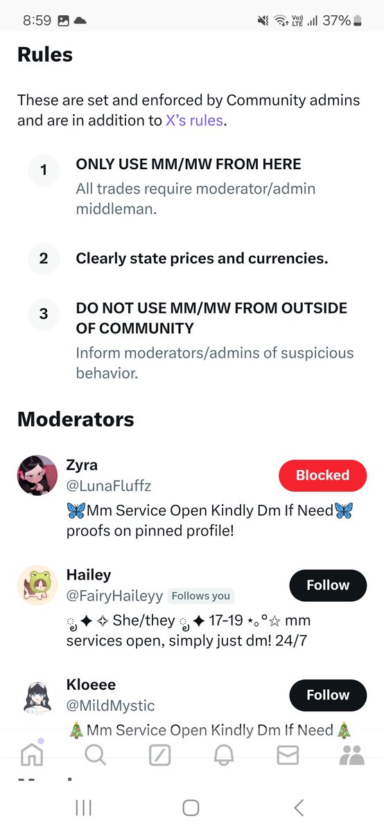 Hi guys! whatever you do, do not join this community unless you wanna get scammed 

as we can see, one of the moderators is keyys, known for scamming the adopt me community.

i have not confirmed the other moderators identity yet, so.. yea

more in 🧵
