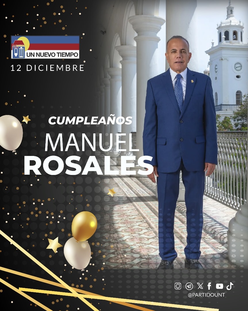 Desde la Secretaría Nacional de UNT Solidario, extendemos nuestras más sinceras felicitaciones al Gobernador del estado Zulia y líder de nuestro partido, Manuel Rosales, por su incansable labor al frente de la región y del país. ¡Feliz cumpleaños, Manuel🎉 #FelizCumpleañosManuel