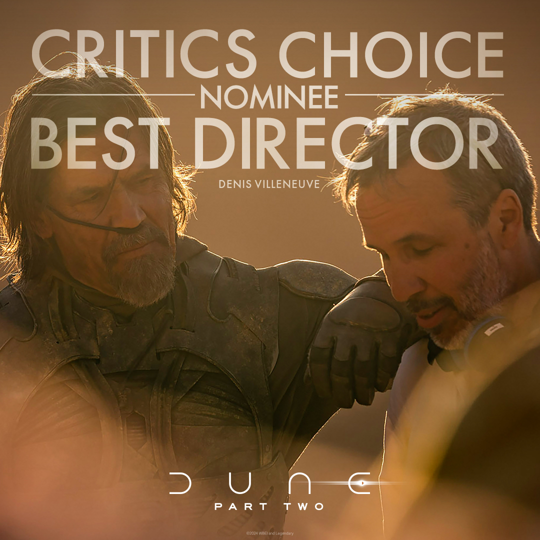 dunemovie's tweet image. #DuneMovie is now nominated for 10 @CriticsChoice Awards. Congratulations to the team on receiving the following nominations!
- Best Picture
- Best Director
- Best Adapted Screenplay
- Best Cinematography
- Best Editing
- Best Costume Design
- Best Production Design
- Best Hair &amp;amp;…
