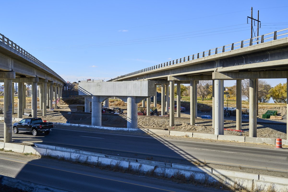 Sundt's tweet photo. Highlights from the ITD Heyburn Interchange project! 🛣️ This transformative effort is replacing multiple I-84 structures over Eastern Idaho Railroad, US-30, and SH-24. https://t.co/y4W5YGig8n