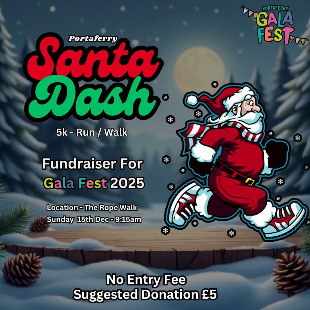 Get Your Jingle On for the Santa 5K and Children’s 1k Dash on Sunday 15th December at 9.15am at The Ropewalk.

Bring your festive spirit and running shoes (Christmas outfits optional but highly encouraged!)

Proceeds support Galafest2025. Children must be accompanied by an adult