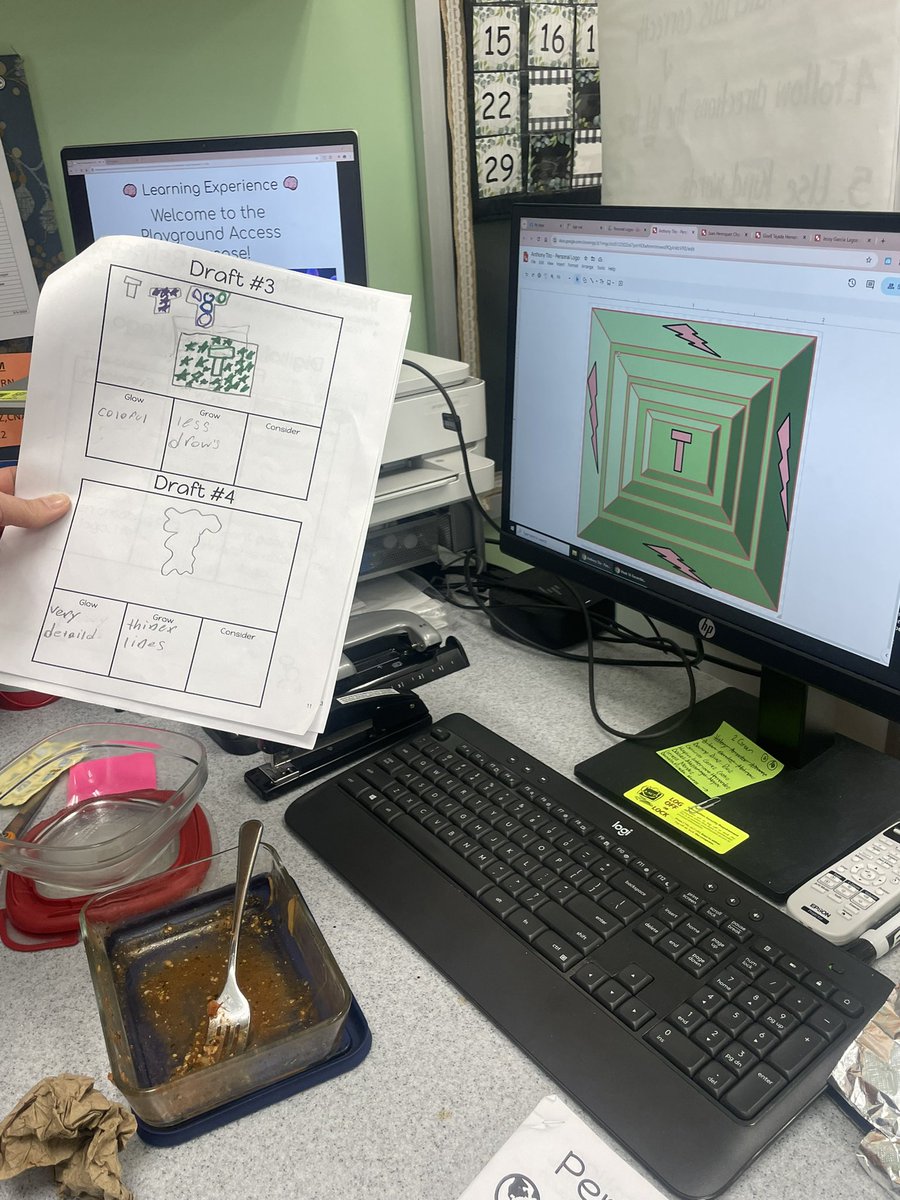 eeeaacps's tweet photo. Look at these draft plans and actual Logo creations from 5th graders @TylerHeights #socreative @AACountySchools https://t.co/Myb15DSAdy