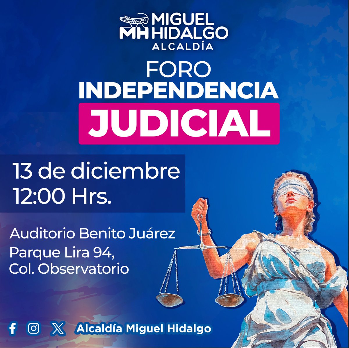 GLord_Tyranus's tweet photo. La @AlcaldiaMHmx a través de la Dirección de @MHGOByJ invita a todos los aspirantes a Jueces, Magistrados y Ministros del #PJF así como a abogados en general al Foro #IndependenciaJudicial 

Porque en #MiguelHidalgo queremos #JuecesPorLaLibertad 

#MHBastionDeLaLibertad https://t.co/qvYWdm3FJT