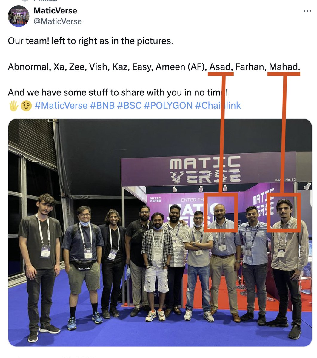 As it turned out, <a href="/Network_Cosmic_/">Cosmic Network</a> CEO and CTO <a href="/asad_defi/">Asad</a> and @mahad_bajwa were also behind another scamchain — MaticVerse. Their chain does not exist anymore, website shut down, token was rugged and priced at 0$ today. Few years ago.

You guys are going to prison, I promise.
