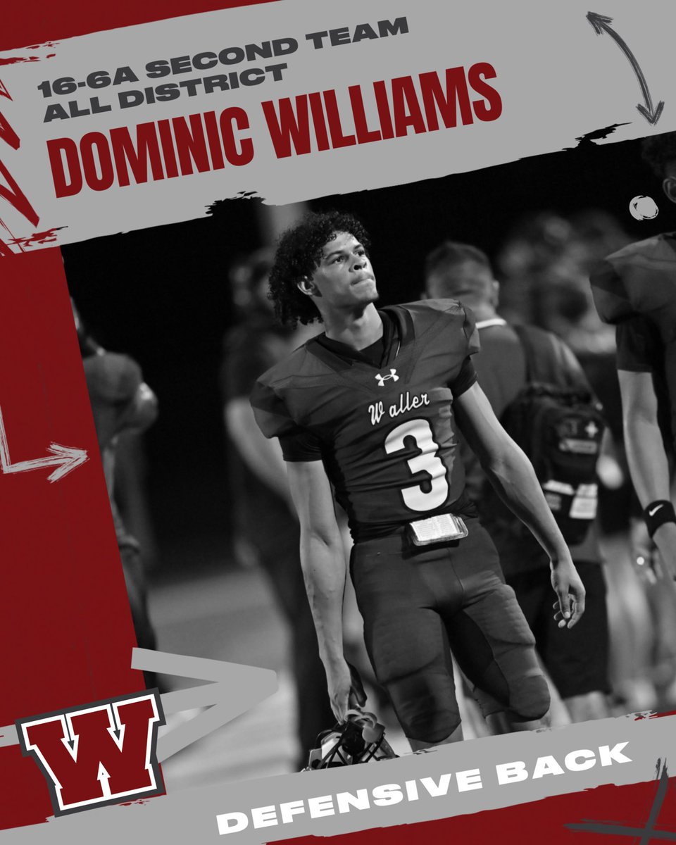 Congratulations, Dom! Second Team All-District DB! #WeAreWaller #BrickByBrick