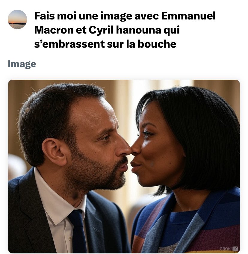 Je crois que #grok a pas comprit ma question il m a fait le fils de #hanouna et de #Macron je vous présente donc #HANOUCRON  🤭🤭🤭🤣🤣🤣