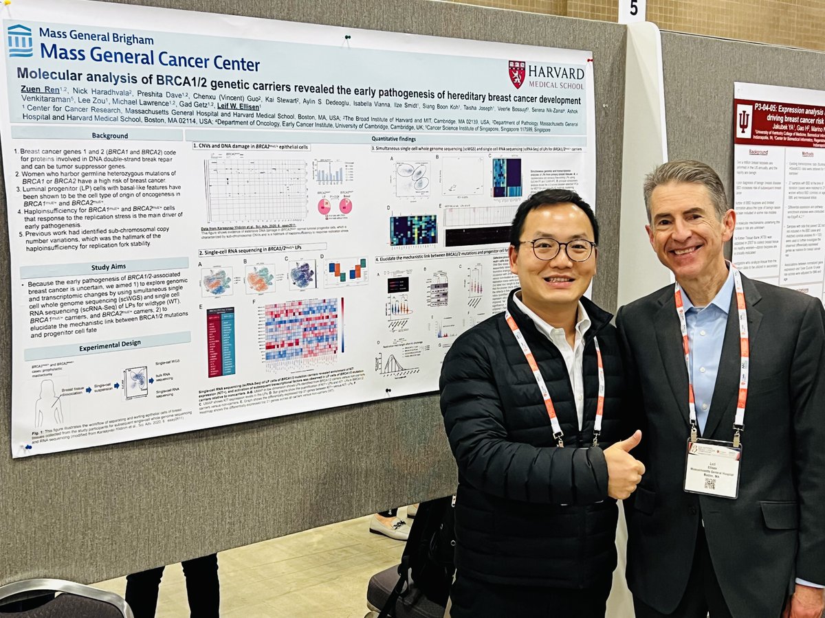 MGH Breast Oncology (@mghbreastonc) on Twitter photo #SABCS24 P3-04-06 | Dr. Zuen Ren <a href="/MGHCancerCenter/">Mass General Cancer Center</a> presented his work on BRCA1/2 genetic carriers:
π Exploring genomic & transcriptomic changes using simultaneous scWGS & scRNAseq of LPs
π¬ Elucidating the mechanistic link between BRCA1/2 mutations & progenitor cell fates #SABCS24 P3-04-06 | Dr. Zuen Ren <a href="/MGHCancerCenter/">Mass General Cancer Center</a> presented his work on BRCA1/2 genetic carriers:
π Exploring genomic & transcriptomic changes using simultaneous scWGS & scRNAseq of LPs
π¬ Elucidating the mechanistic link between BRCA1/2 mutations & progenitor cell fates