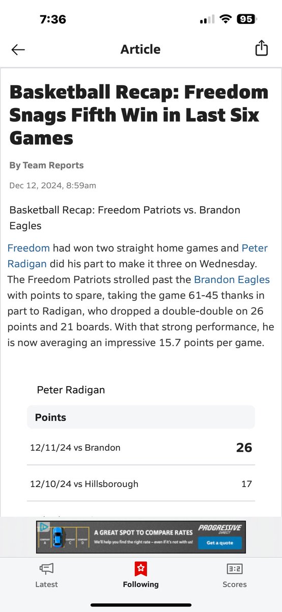 radiganp's tweet photo. Another monster game for Peter Radigan and Freedom High against Brandon High. https://t.co/0NA2H7jAkb