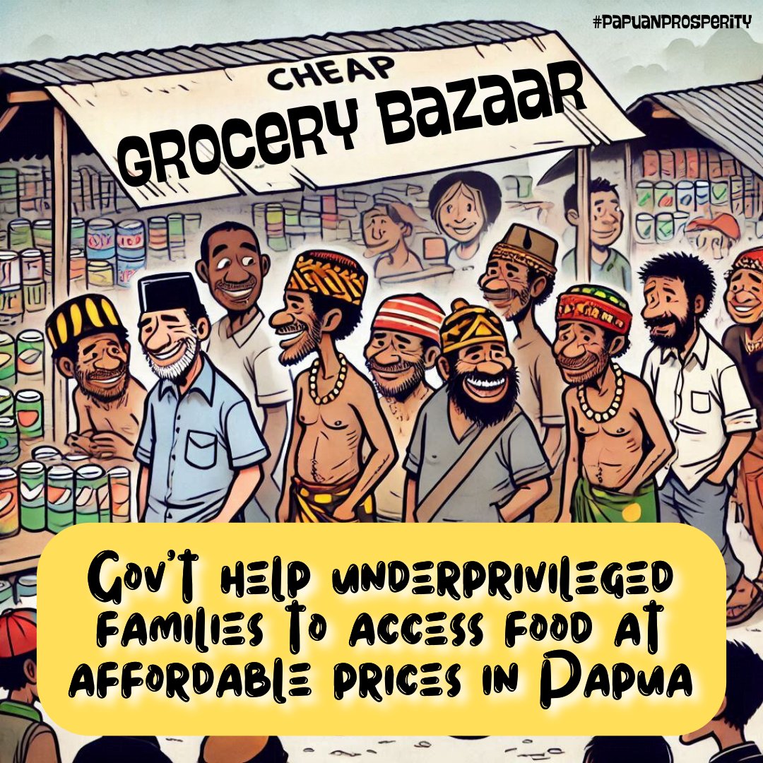 Missae92's tweet photo. The cheap food movement and several other activities aim to control regional inflation in Papua. This movement is an effort to make it easier for Papuan to get basic commodities.  #BasicFood #StableFood #PapuanProsperity #PapuanEconomy https://t.co/IYkP4NA2AN