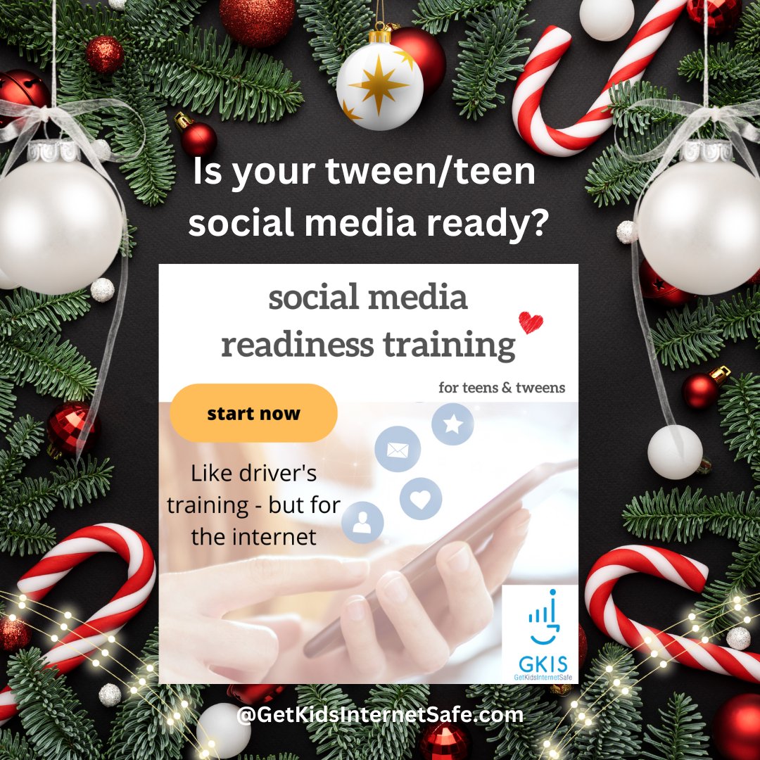 Is your tween or teen getting a smartphone for the holidays? Avoid digital injuries with our SOCIAL MEDIA READINESS COURSE! Go to GetKidsInternetSafe.com for details. #holidaygifts #teengifts #tweengifts #teengiftideas #tweengiftideas #giftideas #christmasideas