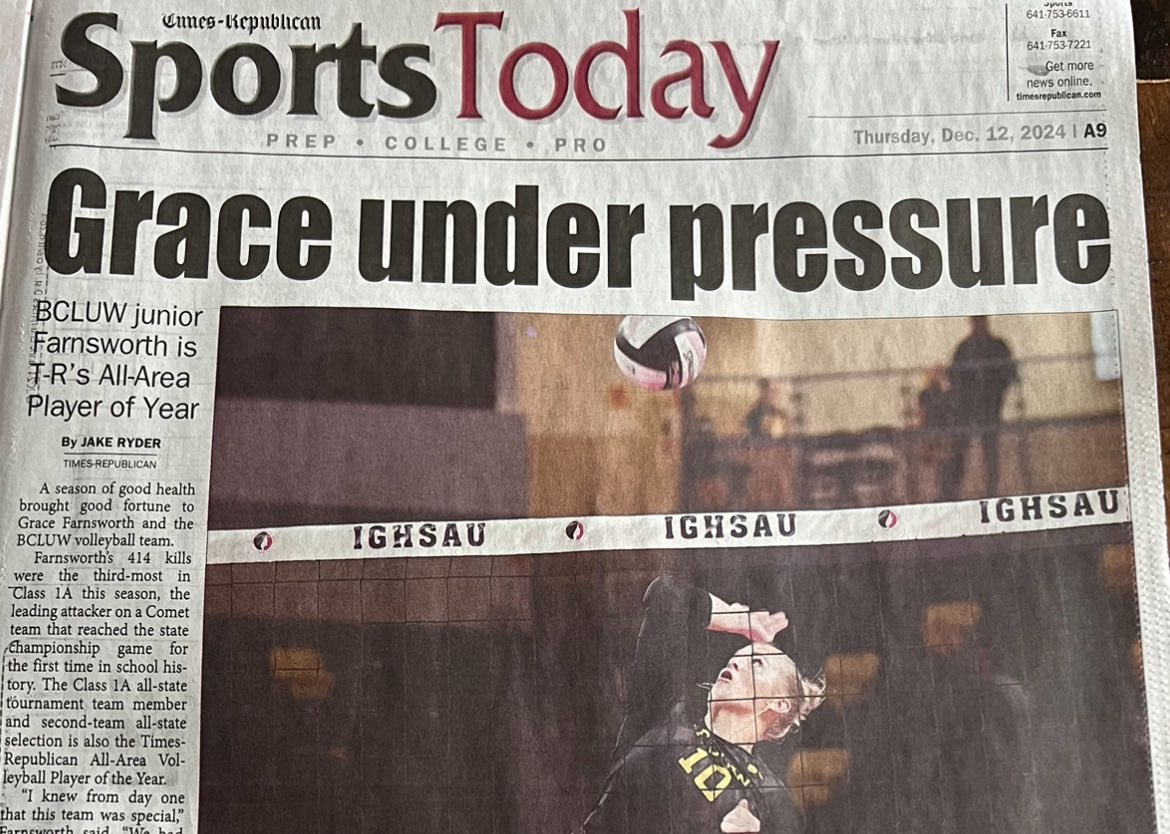ππππππ’ππ π΅πππππ ππππ (@shfarnsworth) on Twitter photo Congratulations, @GracFarns10
And the article title in the print copy, perfect! Awesome work, TR Staff! <a href="/BCLUWVolleyball/">BCLUW Volleyball</a> <a href="/BCLUWActivities/">BCLUW HS Activities</a> #iahsvb Congratulations, @GracFarns10
And the article title in the print copy, perfect! Awesome work, TR Staff! <a href="/BCLUWVolleyball/">BCLUW Volleyball</a> <a href="/BCLUWActivities/">BCLUW HS Activities</a> #iahsvb