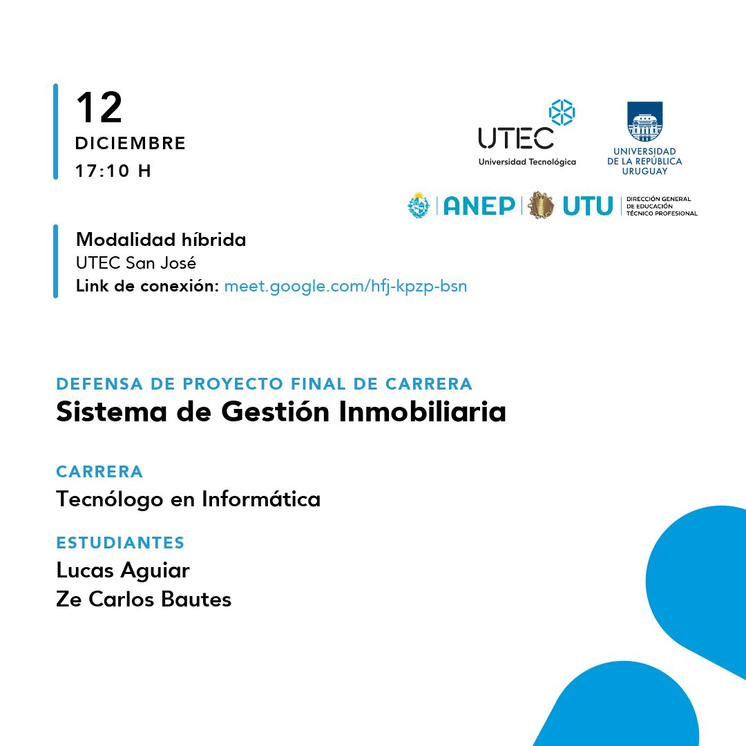 #Defensa de #Proyectos finales de #Carrera2024

#TISJ #UTEC #UdelaR #UTU #Tecnólogo #SanJose #UY