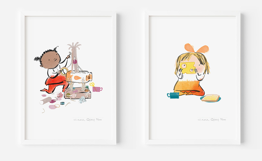 Sticky-tape heaven" &amp; “Cheese!” 🧀 My two new A4 limited edition prints — both illustrations from “Happy All Over”. Hope you like them!⠀⠀
Subscribers receive a code for free Standard Shipping within Australia (subscribe link at bottom of page). 💌
emmaquay.com/prints
