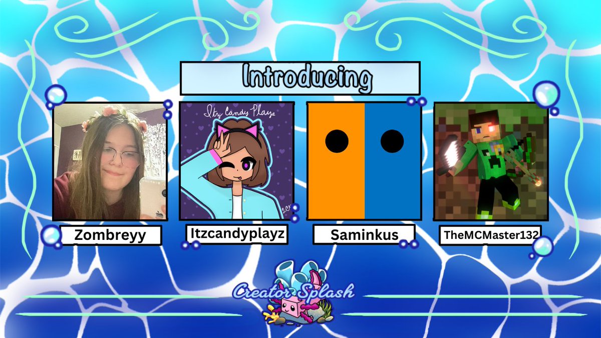🌴Introducing New Creators🌴

<a href="/zombreyy/">zombrey</a> <a href="/Itzcandyplays/">ItzCandy 🍉</a> <a href="/thesaminkus/">Saminkus</a> <a href="/TheMCMaster132/">MC</a>

They will be joining our first Minecraft Event on the 18th of January at 8:30pm UK time!
