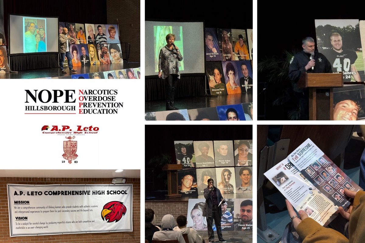 Today, NOPE delivered a powerful presentation to Leto High juniors and seniors. Special thanks to our incredible volunteers—Gary &amp; Vivian Sparkman, Gerri Marsocci, and Cathy Valdes—for setting the stage for this impactful event!