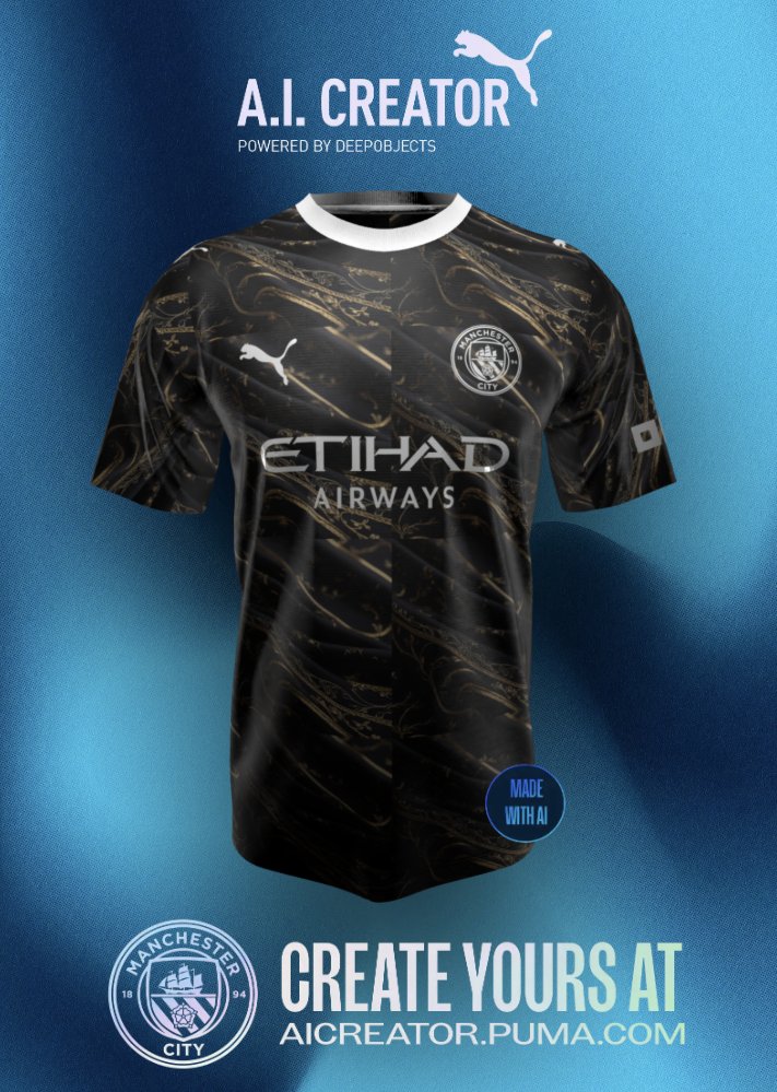 pikachew____'s tweet photo. Putting on my virtual boots and diving into @DeepObjects’ AI design studio,shaping the next @ManCity Kit for 2026/27 is like painting goals with pixels. Every click, a fresh masterpiece ready to shine under stadium lights. Let’s see what the future wears! #DEEPOBJECTS #AICREATOR https://t.co/jNOdtg38p2