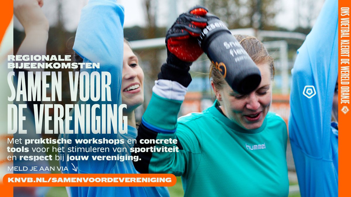 KNVBWest2's tweet photo. Wil jij voor jouw vereniging aan de slag gaan met het stimuleren van sportief gedrag en respectvol met elkaar omgaan? Van eind januari tot en met begin april vinden door heel Nederland bijeenkomsten plaats met als thema ‘Samen voor de vereniging’. ⤵️ 
https://t.co/dUy5GpuN47 https://t.co/qkIWCIpMHZ
