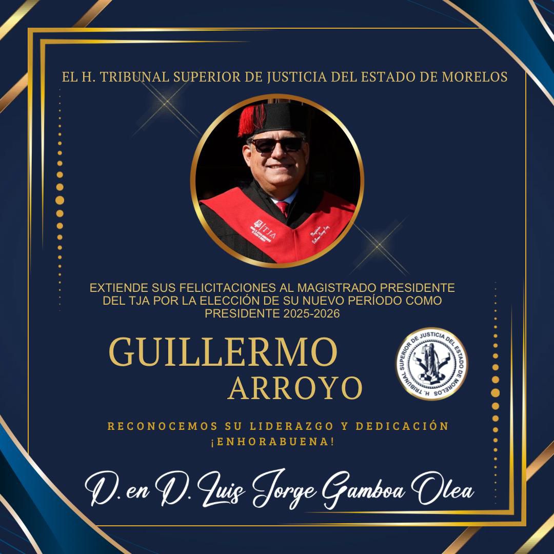 Queremos expresar nuestro más sincero reconocimiento por su elección como Magdo Presidente del TJA. Su dedicación y compromiso son un ejemplo, estamos seguros de que su liderazgo continuará impulsando la justicia y la transparencia en la institución ¡Éxitos en este nuevo periodo!