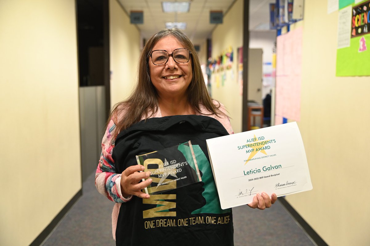 AliefISD's tweet image. Congratulations to the following MVP Award recipients!
The selected employees and students exemplify positive culture, communication, and caring relationships at all times!
@ATaylorHS - Allison Willoughby
@KlentzmanTigers - Leticia Galvan
@Martinez_ELC - Angelica Cardenas