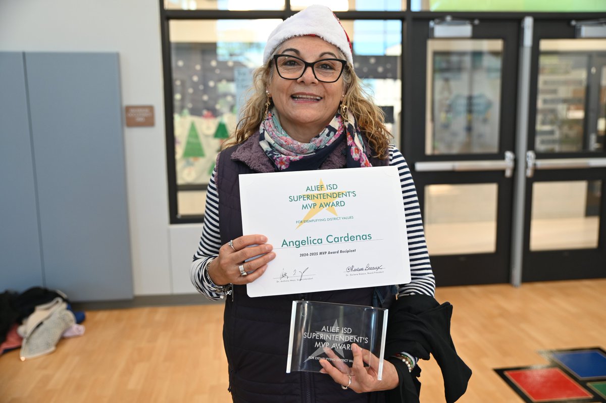AliefISD's tweet image. Congratulations to the following MVP Award recipients!
The selected employees and students exemplify positive culture, communication, and caring relationships at all times!
@ATaylorHS - Allison Willoughby
@KlentzmanTigers - Leticia Galvan
@Martinez_ELC - Angelica Cardenas