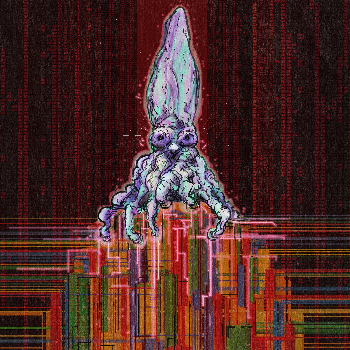 camilographics's tweet photo. Let's GOoo #200tez !
The Mainframe Squid
50 ed. 4tez
#tezos #artDrop
🔗⬇️
Deep in the core of Olimax's ship, the Mainframe Squid tends to all data flow. Seen here performing a routine defrag, all systems operate smoothly- thanks to its meticulous rhythm. @ArhantaComics https://t.co/i5cOJKxd56
