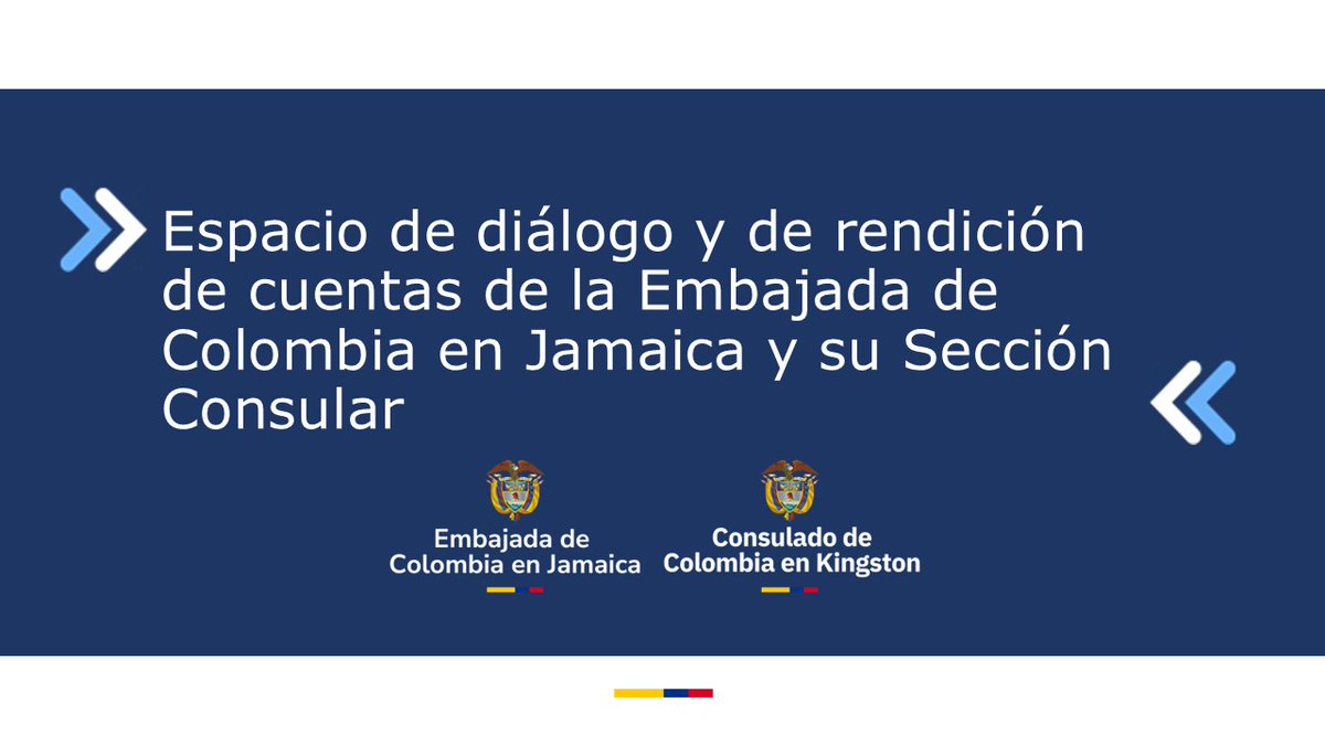embcoljamaica's tweet photo. Compartimos con la comunidad residente en Jamaica, Bahamas, Antigua y Barbuda, San Cristóbal y Nieves, Dominica, Santa Lucia, Islas Caimán y el público en general nuestro ejercicio de rendición de cuentas 2023-2024 📑📊.

Vea aquí la presentación ➡ https://t.co/Oen1LGkxzs https://t.co/n8TFvJQPQ1
