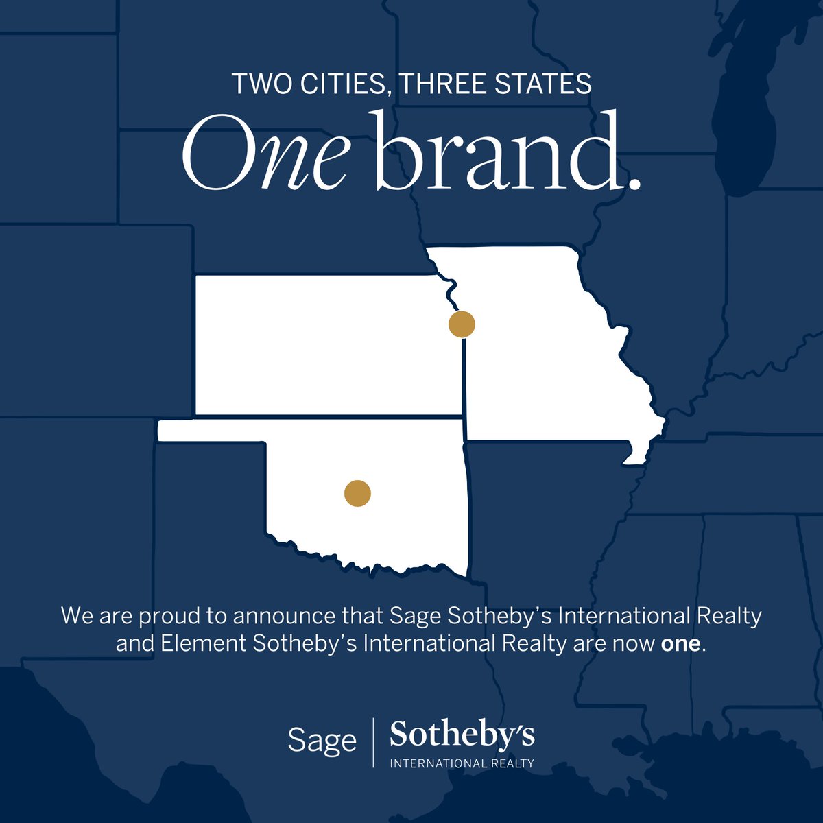 sagesothebys's tweet photo. Two Cities, Three States, One Brand.

We are proud to announce that Sage Sotheby’s International Realty and Element Sotheby’s International Realty are now one. 

🔗 Check out the full press release: https://t.co/QYhsquJ0yX https://t.co/D2IN4ybVb9