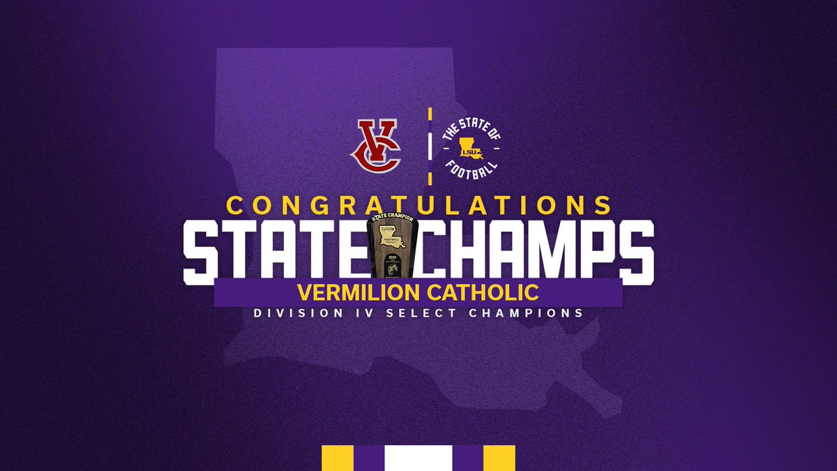 The State of Football 

Congratulations to Vermilion Catholic on winning the <a href="/LHSAAsports/">LHSAA</a> Division IV Select State Championship 🏆