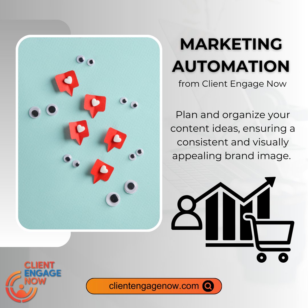 ClientEngageNow's tweet image. Get creative with content! 🎨✨ Use Marketing Automation to plan and organize your content ideas, ensuring a consistent and visually appealing brand image. #ContentCreativity #ClientEngageNow