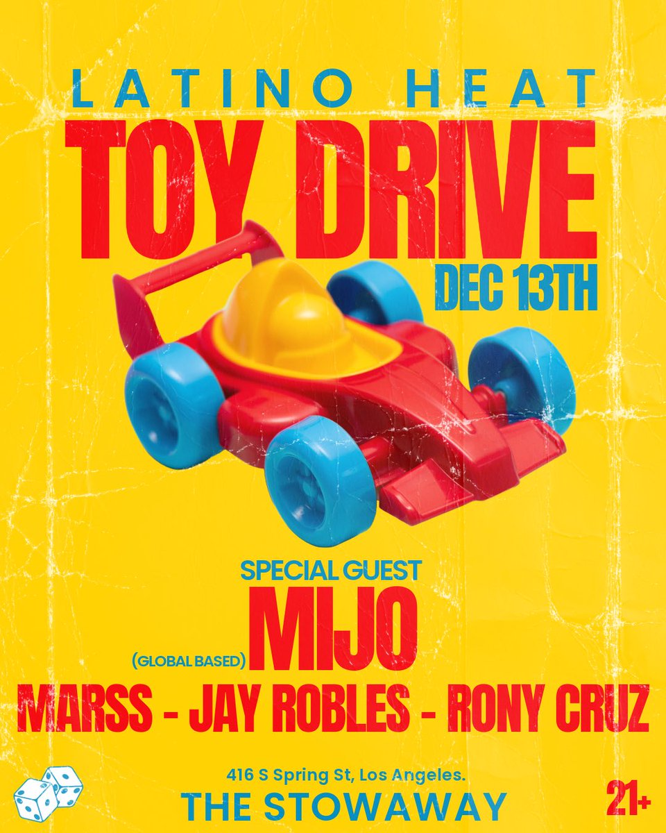 JAY ROBLES (@jayxrobles) on Twitter photo TOY DRIVE AND LATIN PARTY TOMORROW NIGHT AT STOWAWAY DTLA.
FREE ALL NIGHT. Got my guy MIJO from <a href="/globalbasedpdx/">Global Based</a> down in the city ✈️ TOY DRIVE AND LATIN PARTY TOMORROW NIGHT AT STOWAWAY DTLA.
FREE ALL NIGHT. Got my guy MIJO from <a href="/globalbasedpdx/">Global Based</a> down in the city ✈️