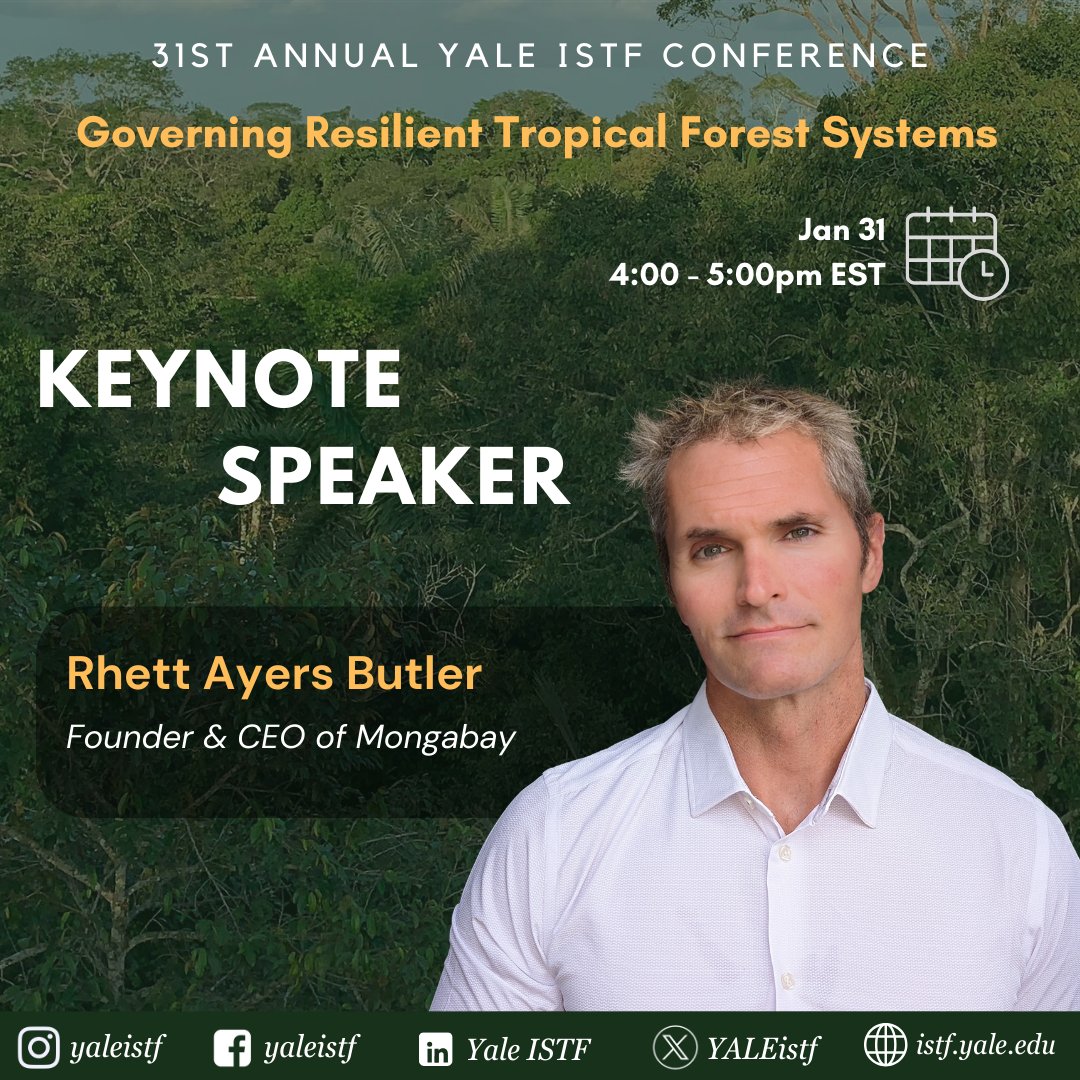 🌿 We are excited to announce our second Keynote Speaker: Rhett Ayers Butler <a href="/rhett_butler/">Rhett Ayers Butler</a>, Founder &amp; CEO of <a href="/MongabayOrg/">Mongabay</a>, with a career dedicated to raising awareness about tropical forests and environmental journalism 🌍✨

#ISTF2025 #TropicalForests #ForestConservation