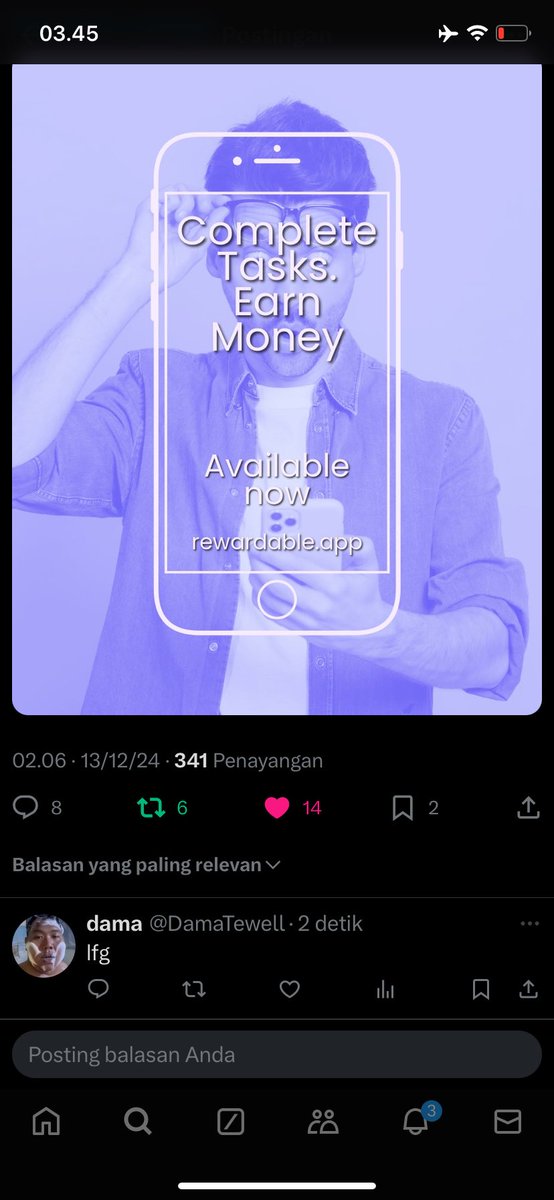 DamaTewell's tweet photo. lets go earn money with @rewardable_app https://t.co/Tttsc3j1UV