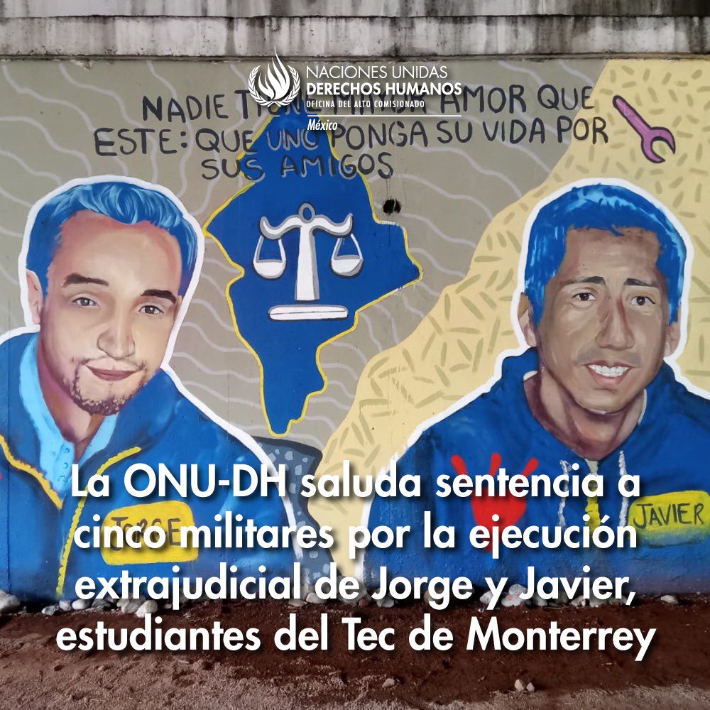 #Comunicado |La ONU-DH acoge positivamente sentencia a #militares por la #EjecuciónExtrajudicial de Jorge y Javier: es un logro contra la #impunidad, una reivindicación de los estudiantes y fuente de esperanza para víctimas de graves violaciones a #DDHH.
🔗bit.ly/3ZN7R9k