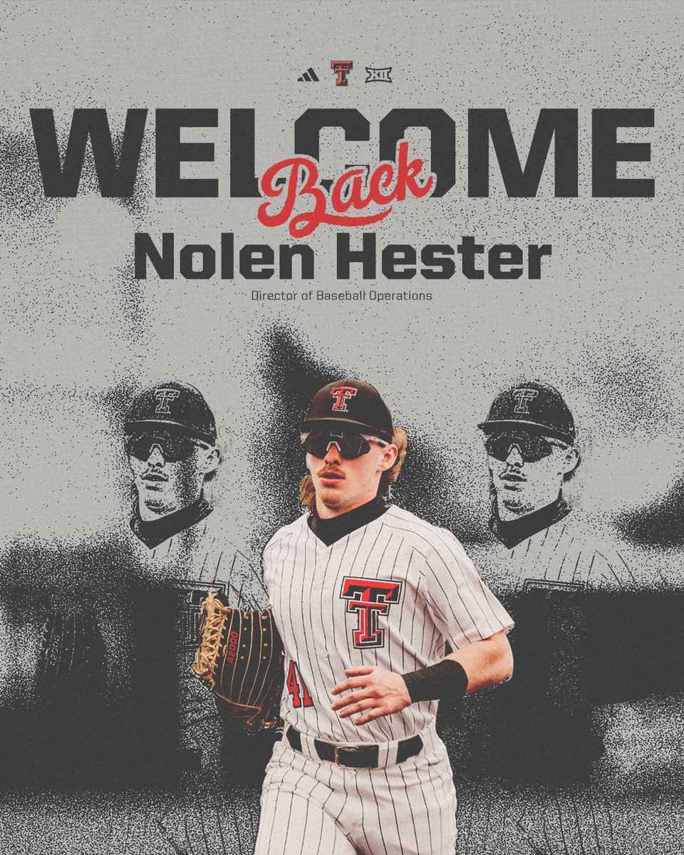 Texas Tech Baseball (@ttu_baseball) on Twitter photo Bringing back a familiar face!
Red Raider Nation, welcome back Nolen Hester as our Director of Baseball Operations!
#WreckEm | <a href="/TimTadlockTTU/">Tim Tadlock</a> Bringing back a familiar face!
Red Raider Nation, welcome back Nolen Hester as our Director of Baseball Operations!
#WreckEm | <a href="/TimTadlockTTU/">Tim Tadlock</a>
