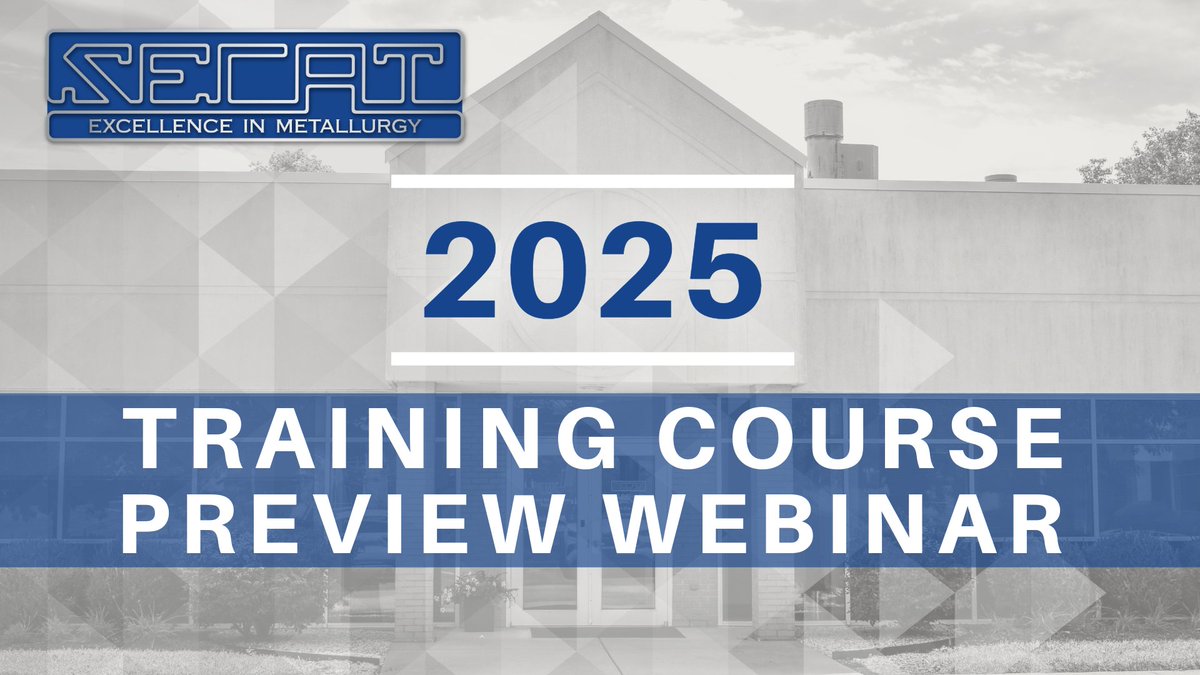 SecatAluminum's tweet photo. Join Secat, Inc. on Dec. 19, 2024 (11-11:30 AM ET) for a webinar previewing our 2025 Training Courses!
We'll share our 4-Part Certificate in Aluminum Metallurgy and courses like Al 101, Rolling, Billet Casting, &amp; more!
Register now: https://t.co/E4qas1st6Q
#Aluminum #Metallurgy https://t.co/Osd4ZtNhaQ